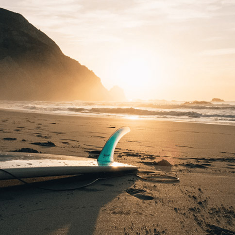 Surfboard on beach Fuerteventura